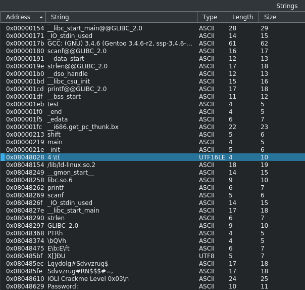 Strings de crackme0x03