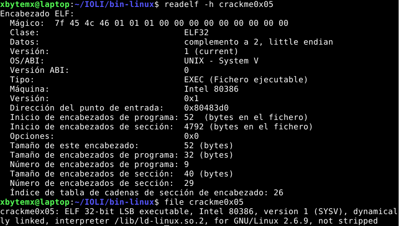 Initial info about crackme0x05