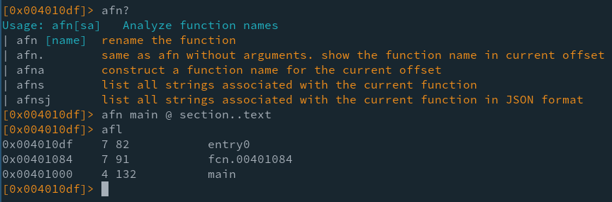 Analyze Function Name to main