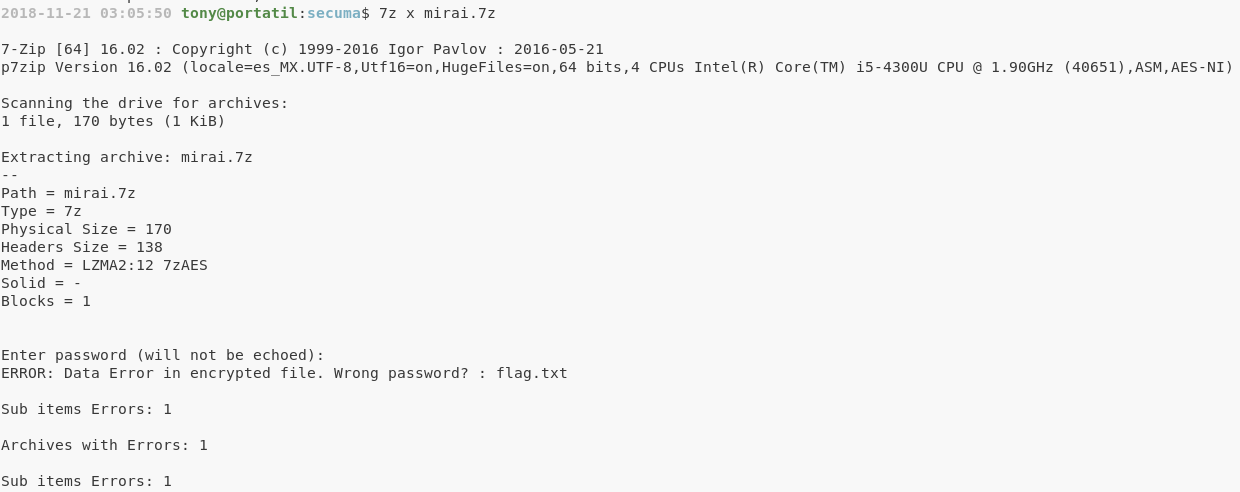 7z fallido de mirai botnet